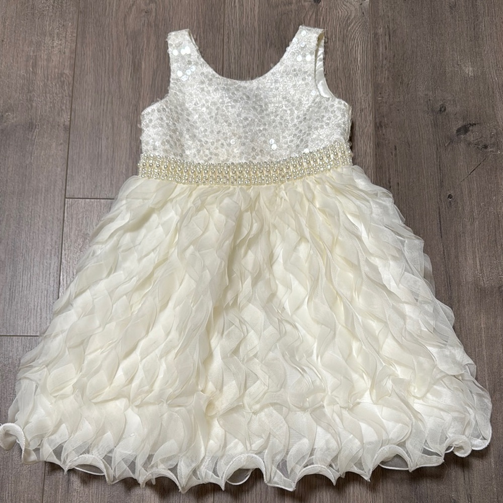 White and Silver Embellished Tiered Sundress for Brides